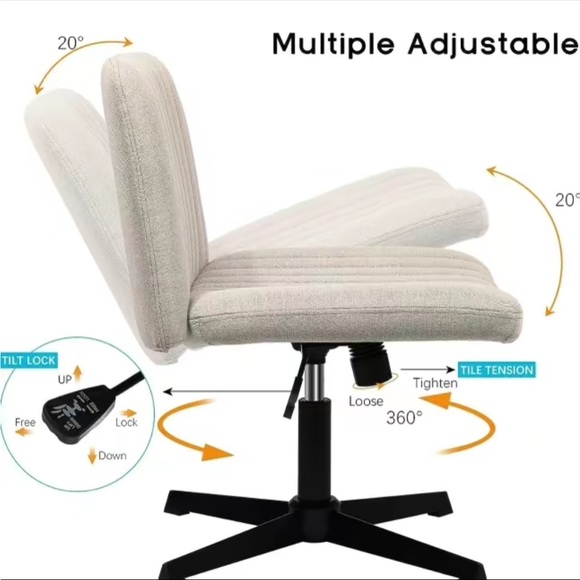 Sweet Furniture Criss Cross Chair - Desk Chair - Wheels - Leather - Beige - Picture 5 of 5